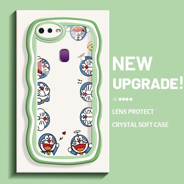 Funda para teléfono OPPO F9 F9 Pro F11 Pro A7x Realme U1 2 Pro funda para teléfono Doraemon HP funda blanda a prueba de golpes borde de onda colorido gato cámara transparente funda protectora creativa