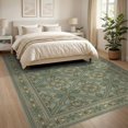 thumbnail image 3 of ODIKA 8'x10' Washable Area Rug Design With Distressed Floral Medallion Grid Vintage Farmhouse Refined for King Size Bedroom Under Bed, Master Suite, Non-Shedding, Easy Care, 3 of 7