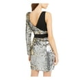 thumbnail image 2 of JUMP Womens Gold Sequined Long Sleeve V Neck Above The Knee Cocktail Body Con Dress Juniors XXS, 2 of 4