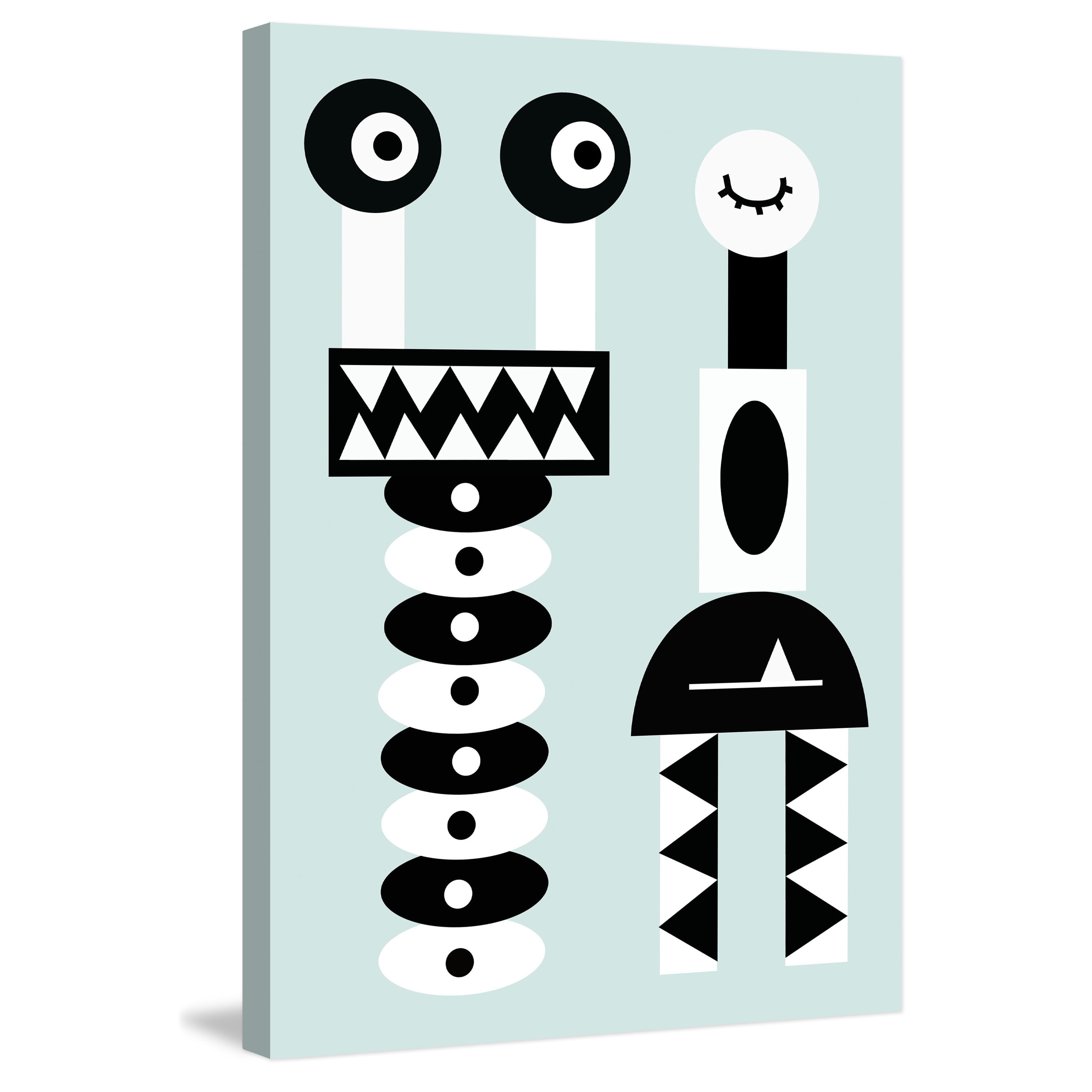 Marmont Hill "Robot Grin" by Katarina Snygg Painting Print on Wrapped Canvas