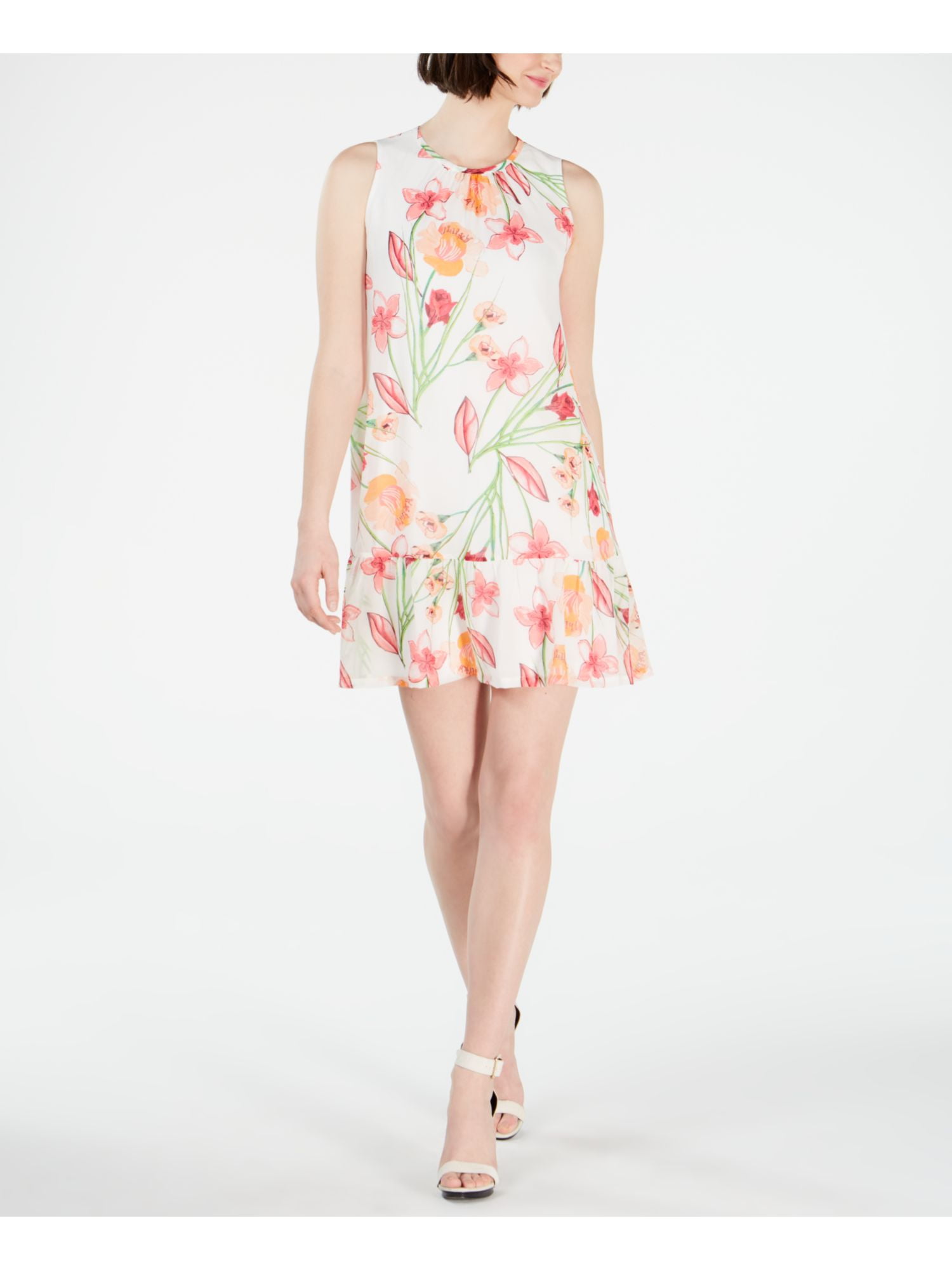 calvin klein white dress with flowers
