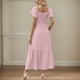 thumbnail image 4 of Vestido largo con cuello cuadrado, mangas con volantes y bolsillos para mujer, 4 of 7