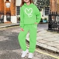 thumbnail image 2 of CPNG Teens Kids Unisex Boys Girls Sweatsuit 2 Piece Set Heart Print Sweatsuits Hoodie Sweatshirts and Sweatpants Set(Light Green,9-10 Years), 2 of 5