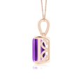 thumbnail image 2 of ANGARA Natural Emerald-Cut 5.3 ct Amethyst Solitaire Pendant in 14K Rose Gold for Women (Size-12x10mm) | February Birthstone, Birthday, Anniversary, Jewelry Gift for Women | Natural Amethyst Necklace, 2 of 9