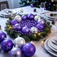 thumbnail image 6 of Christmas Tree Hanging Ornament Set Decorative Assorted Shatterproof Plastic Holiday Baubles Purple Silver, 6 of 6