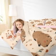 thumbnail image 3 of Erosebridal Brown Capybara Kid Twin Bedding Sets, Cartoon Flower Rainbow Bedding Comforter Set, Pink Reversible, 7pcs, 3 of 7