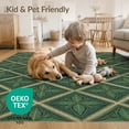thumbnail image 4 of ODIKA 5'x7' Washable Area Rug Leaves Interlocking With Festive Holly Scroll Trim Christmas Green Refined for Guest Room, Lounge, Apartment, Non-Slip Low Profile, Stain Resistant, 4 of 7