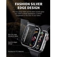 thumbnail image 2 of 2 Packs Case Compatible with Apple Watch Series 3 2 1 38mm with Screen Protector Slim Bumper Full Cover Hard PC Protective Case Accessories for iWatch Women Men (Black/Silver Edge+Leopard), 2 of 5