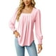 thumbnail image 1 of Blusa de mujer con cuello cuadrado y mangas abullonadas - Top informal con pliegues en la parte delantera - Rayón/poliéster/spandex - S-XXL - Trabajo/cita/salida nocturna, 1 of 5