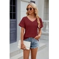 thumbnail image 5 of Spring And Summer V-neck Pocket Solid Color Long-sleeved Loose T-shirt Tops For Women, 5 of 8
