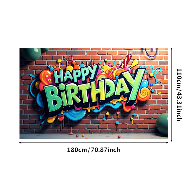 Happy Birthday Banner Background Colorful Backdrop Wall Party Decorations Festive Event Supplies Celebration Graffiti Photography Props