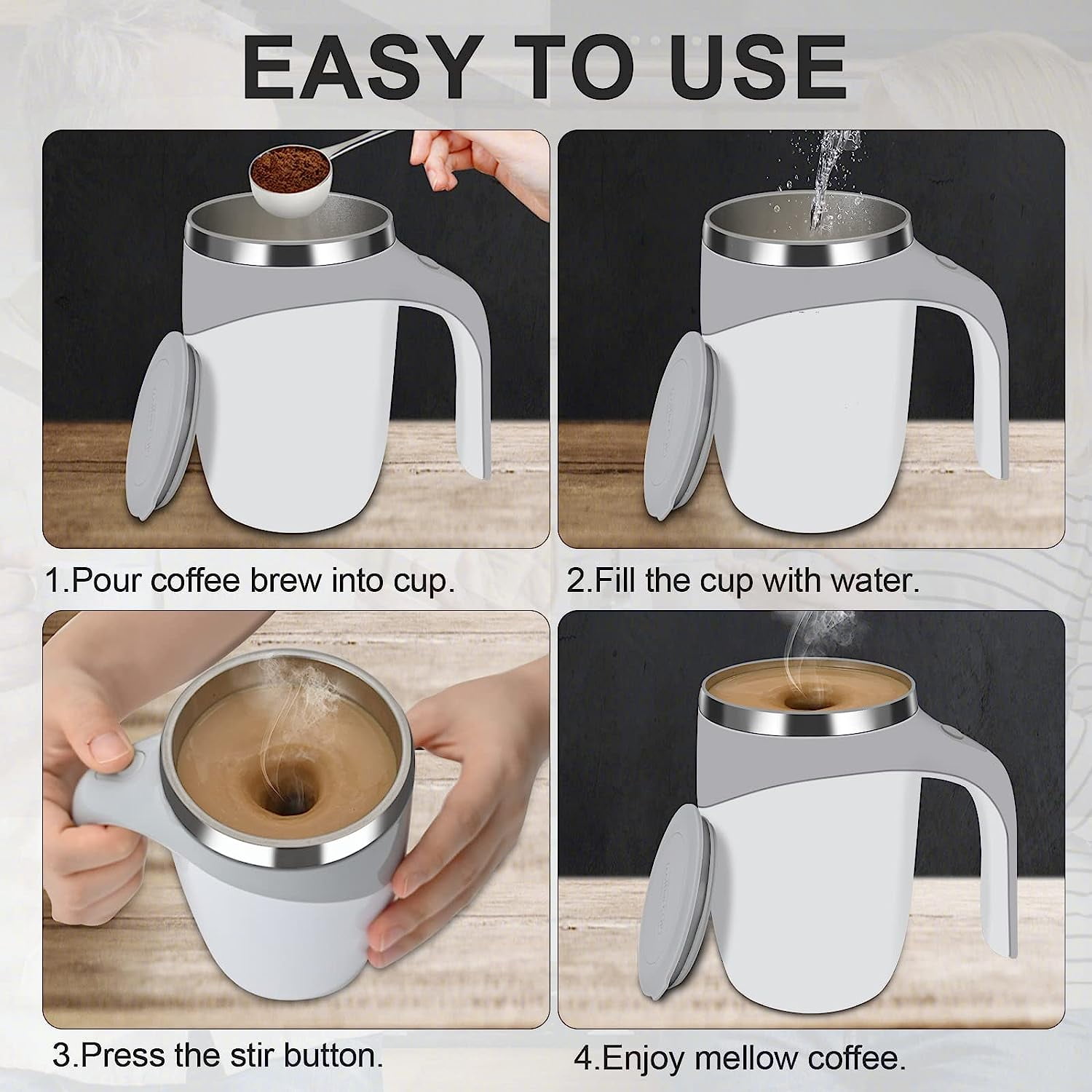 Electric Automatic Magnetic Stirring Mug Smart Mixer Coffee Thermos Cup  Stainless Steel Juice Milk Mixing Cup Cute Water Bottle
