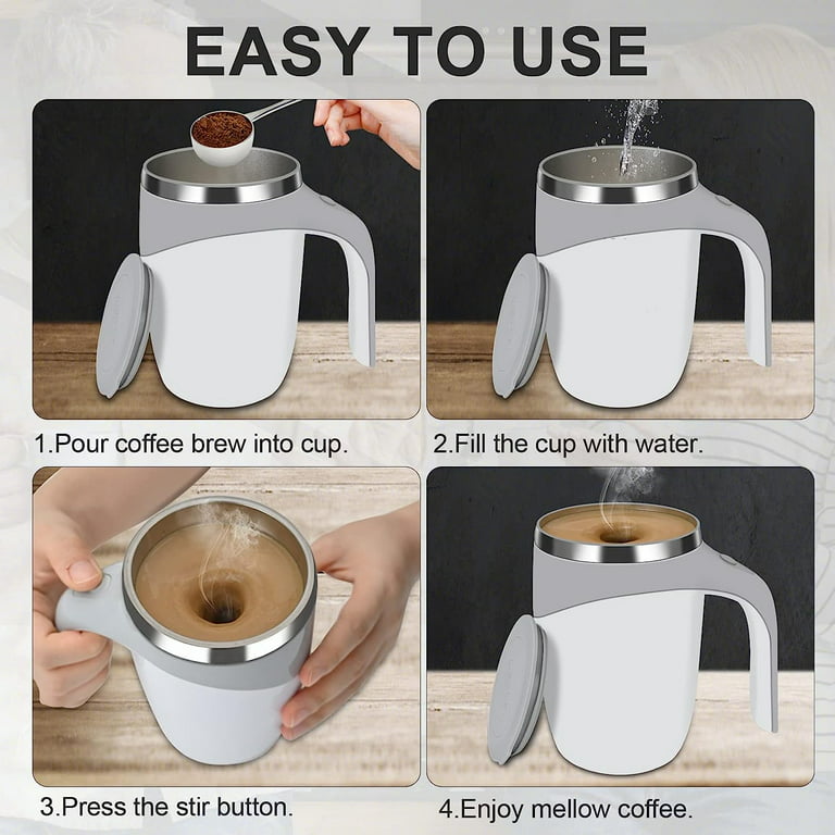 DaaSiGwaa Self Stirring Mug - Magnetic Electric Auto Cute Mixing Cup Tasse  for Office/Kitchen/Travel/Home Coffee/Tea/Hot Chocolate/Milk-450 ml/15.2
