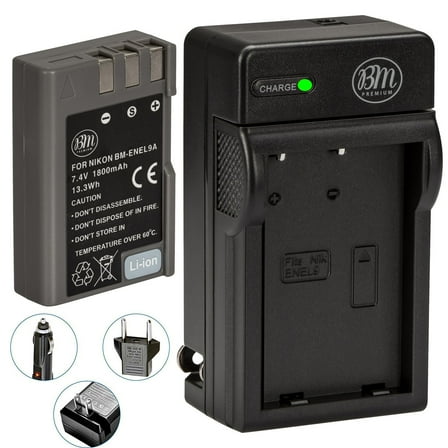 BM Premium EN-EL9, EN-EL9A Battery and Charger for Nikon Nikon D5000, D3000, D60, D40x & D40 Digital SLR Camera