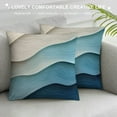 thumbnail image 3 of COMIO  Pillow Covers Teal Blue Modern Geometric Throw Pillow Covers Brown Abstract Ocean Wave Square Pillowcases Cushion Cover for Sofa Couch Bed, 3 of 5