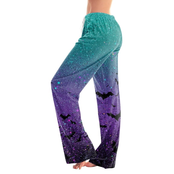 Trgacdwlo Womens Halloween Pj Pants Ghost Graphic Spooky Women's Sleep Pants Fall Spooky Season Elastic Waist Pajama Bottoms Women