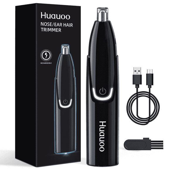 Huauoo Rechargeable Nose and Ear Trimmer, Unisex, Black