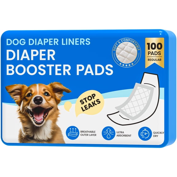 Furcato Disposable Dog Diaper Liners Booster Pads for Male & Female Doggie, 100 Count