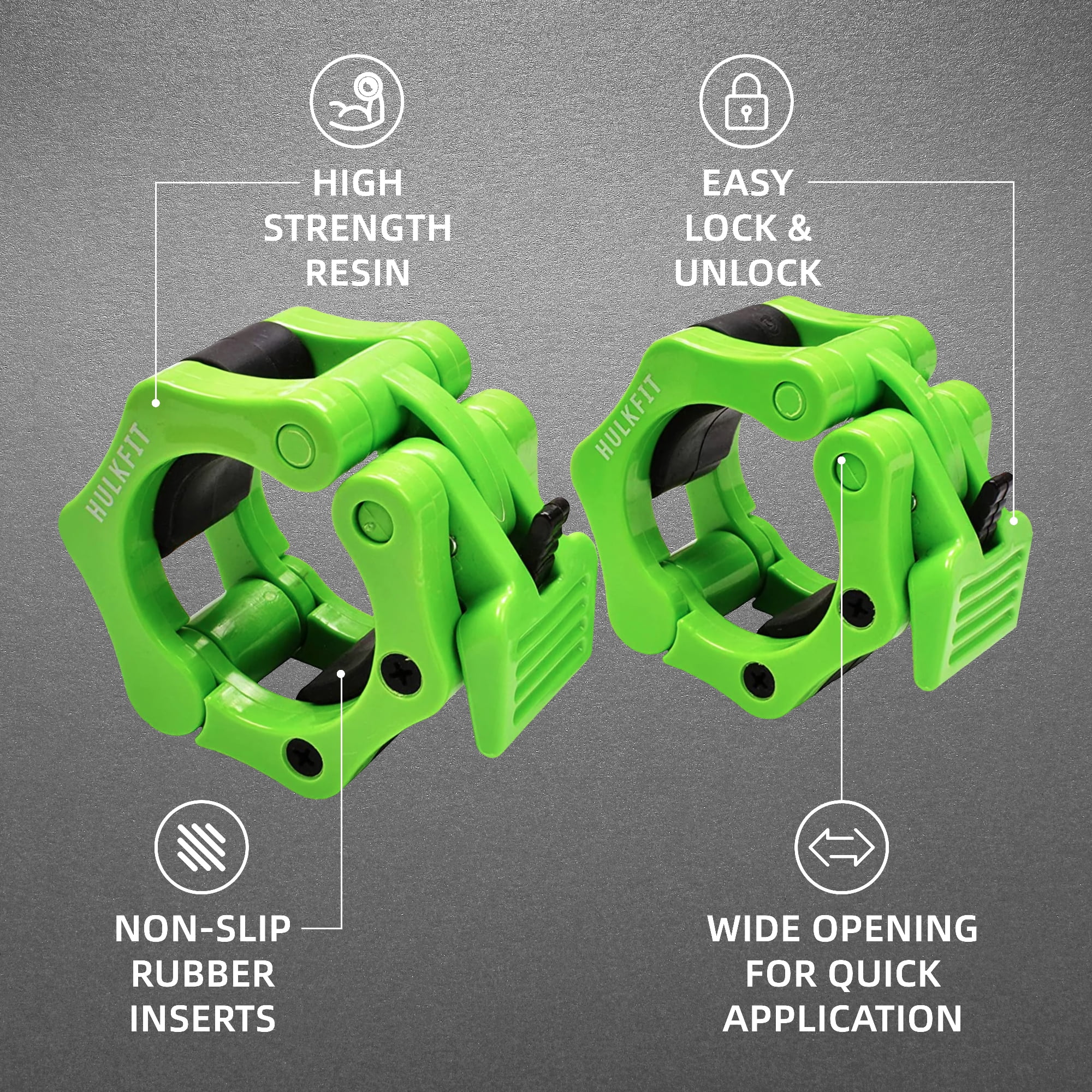 FlexWave Fitness Heavy-Duty Nylon Olympic Barbell Clamps – Quick Release Locking Collars for 2” Barbells, Set of 2