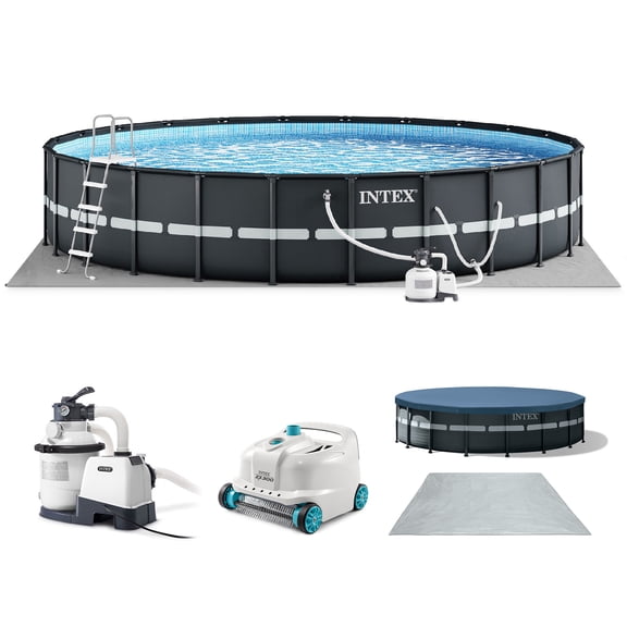 INTEX 18ft x 52in Ultra XTR Above Ground Swimming Pool, Sand Filter Pump, & Automatic Vacuum Cleaner
