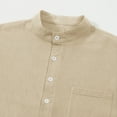 thumbnail image 7 of YYDGH Men's Cotton Linen Henley Shirts Casual Long Sleeve Button Down T-Shirt Casual Loose Lightweight Tops with Pocket Khaki XL, 7 of 7