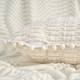 thumbnail image 3 of Unique Bargains Set of 2 Corduroy Throw Pillow Covers with Pom-pom Edges 20" x 12" Beige, 3 of 7