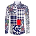 thumbnail image 3 of Camisas de manga corta con botones y estampado 3D de lujo de alta gama con patrón dorado para hombres, blusas de estilo callejero de moda, atuendos de hip hop, 3 of 5