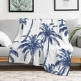 thumbnail image 5 of Indigo Blue Palm Tree Blanket Navy Blue Palm Tree Soft Warm Throw Blankets 30"x40" Flannel Cozy Warm Plush Lightweight Throw Blanket for Couch Bed Sofa Gift Idea, 5 of 6