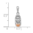 thumbnail image 2 of 14k Two-tone White With Rose Gold Small Shoe Charm 18.39x6.48mm Wide Pendant Necklace for Women, 2 of 2