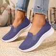 thumbnail image 2 of Women's Woven Orthopedic Shoes Breathable Walking Sneakers with Arch Support Wide Slip on Comfortable Work Slip Loafers 4-Purple Size 7.5, 2 of 4