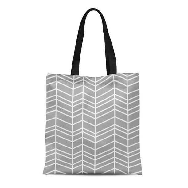 POGLIP Canvas Tote Bag Kids Chevron Herringbone Gray Room Nursery ...