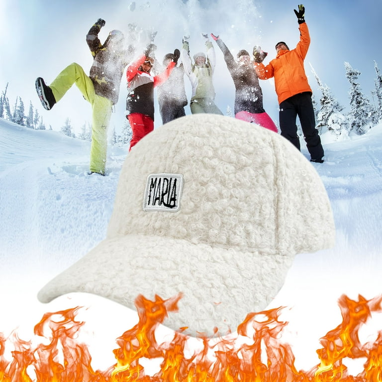 2DXuixsh Voyageur Hat Lamb Wool Baseball Cap for Men Women Teddy Sports  Hats Warm Winter Outdoor Travel Gift Baseball Hat Fir Men White One Size 