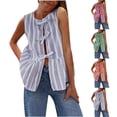 thumbnail image 3 of WCMZJ Women Y2k Tie Front Peplum Tank Tops Sleeveless Stripe Crop Tops Babydoll Shirts Summer Cute Tops for Teens Streetwear, 3 of 3