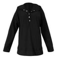 thumbnail image 7 of Arlun Womens Fashion 2025 Oversized Long Sleeve Hoodies Button up V-Neck Hooded Sweatshirts Trendy Side Slit Solid Color Casual Ribbing Pullover Tops Black S, 7 of 7