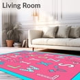 thumbnail image 2 of ODIKA 2'x3' Machine Washable Non-Slip Area Rug, Enchanting Preschool Language Foundation With Dynamic Letter Designs High Traffic Rug with Pad, Pink, 686755, 2 of 8