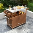 thumbnail image 3 of Outdoor Storage Box, Easy to Move Outdoor Table Top,Outdoor Bar Cart with Storage,Wheeled Kitchen Island for Food Prep, Brown,Silver Deck Box,Hdpe,Stainless Steel Deck Box Outdoor, 3 of 8