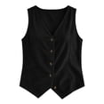 thumbnail image 4 of V Neck Button Front Corduroy Vest Top Solid Casual Layering Waistcoat for Women Spring Fall Daily Office Wear S-XXL, 4 of 6