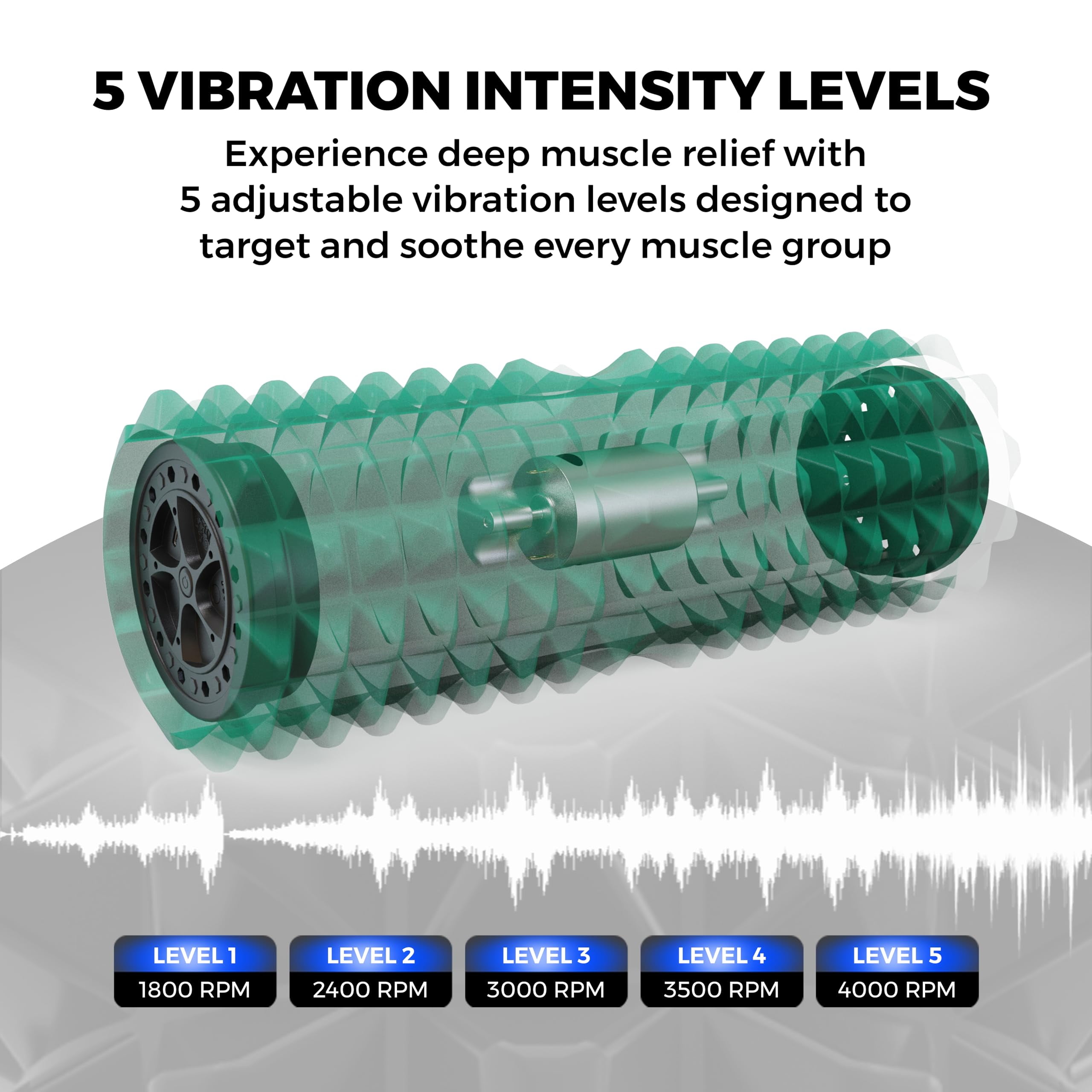 Nordic Lifting 5-Speed Vibrating Green EVA Foam Deep Tissue Massage Roller for Muscle Recovery