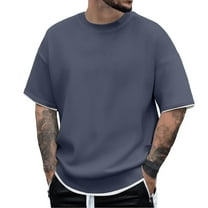Razzly Men T Shirts Stylish Casual Wear Men's Two Layer Design Relaxed Fit Comfortable Outfits for Everyday Activities for Casual Dressing(Grey,3XL)