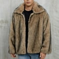 thumbnail image 6 of Men's Luxury Faux Fur Lapel Coat Winter Open-Front Cardigan Plus Size Fleece Lining, Plush Warm Jacket for Men, Casual Outerwear with Lapel, 6 of 9