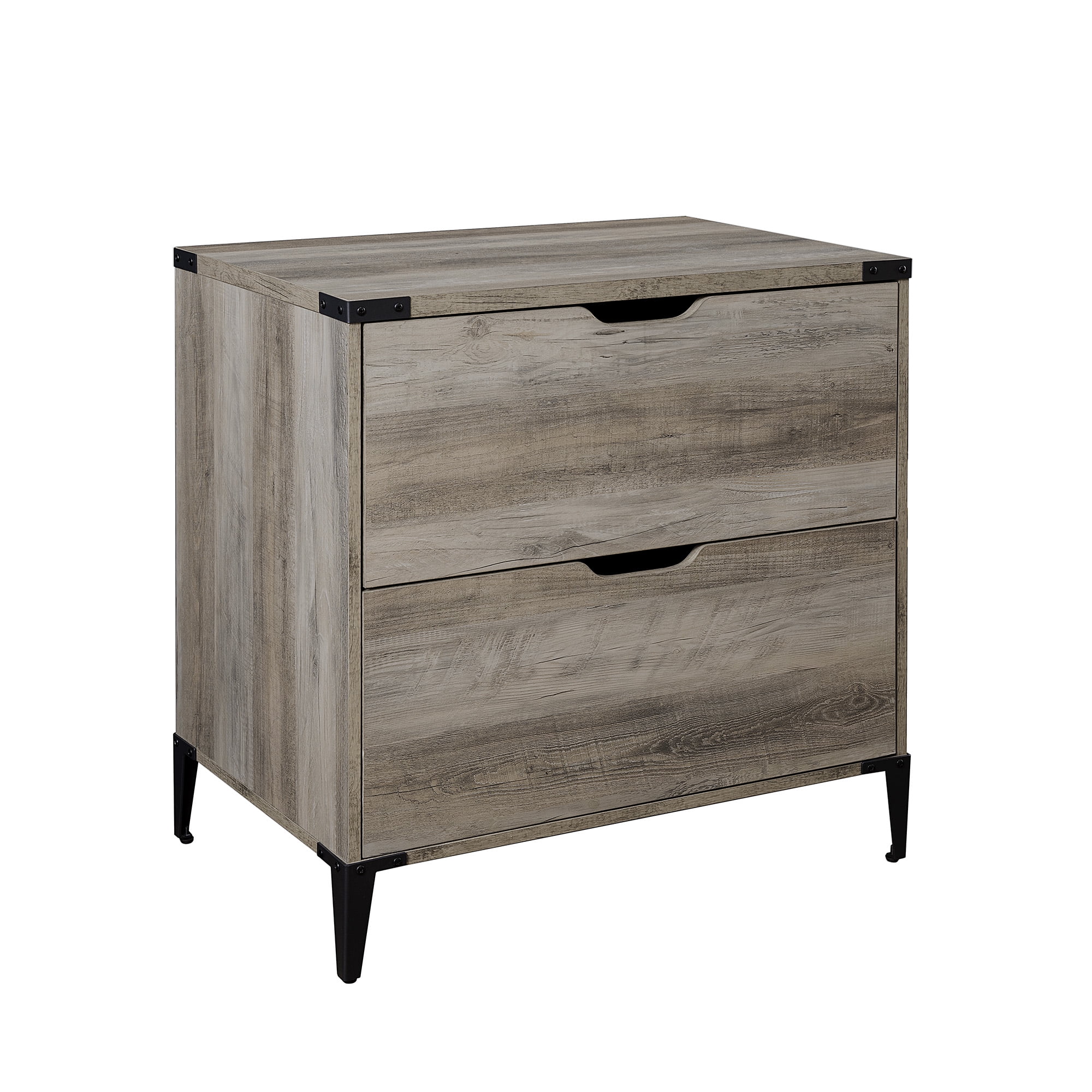 Walker Edison Modern Industrial 2-Drawer File Cabinet, Grey Wash