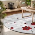 thumbnail image 3 of Round Area Rugs 7Ft, Red Poppy Flowers Non-Slip Washable Circle Rugs Carpet, Spring Modern Abstract Floral Wood Indoor Outdoor Rug Floor Mats Throw Runner for Bedroom Living Room Bathroom, 3 of 8