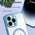 thumbnail image 3 of Magnetic Clear Case for iPhone 14 Pro Max 6.7 Inch 2022, Electroplated Magnetic Clear Slim Case for Women and Men [Military Drop Protection] Tempered Screen Protector(Blue), 3 of 11