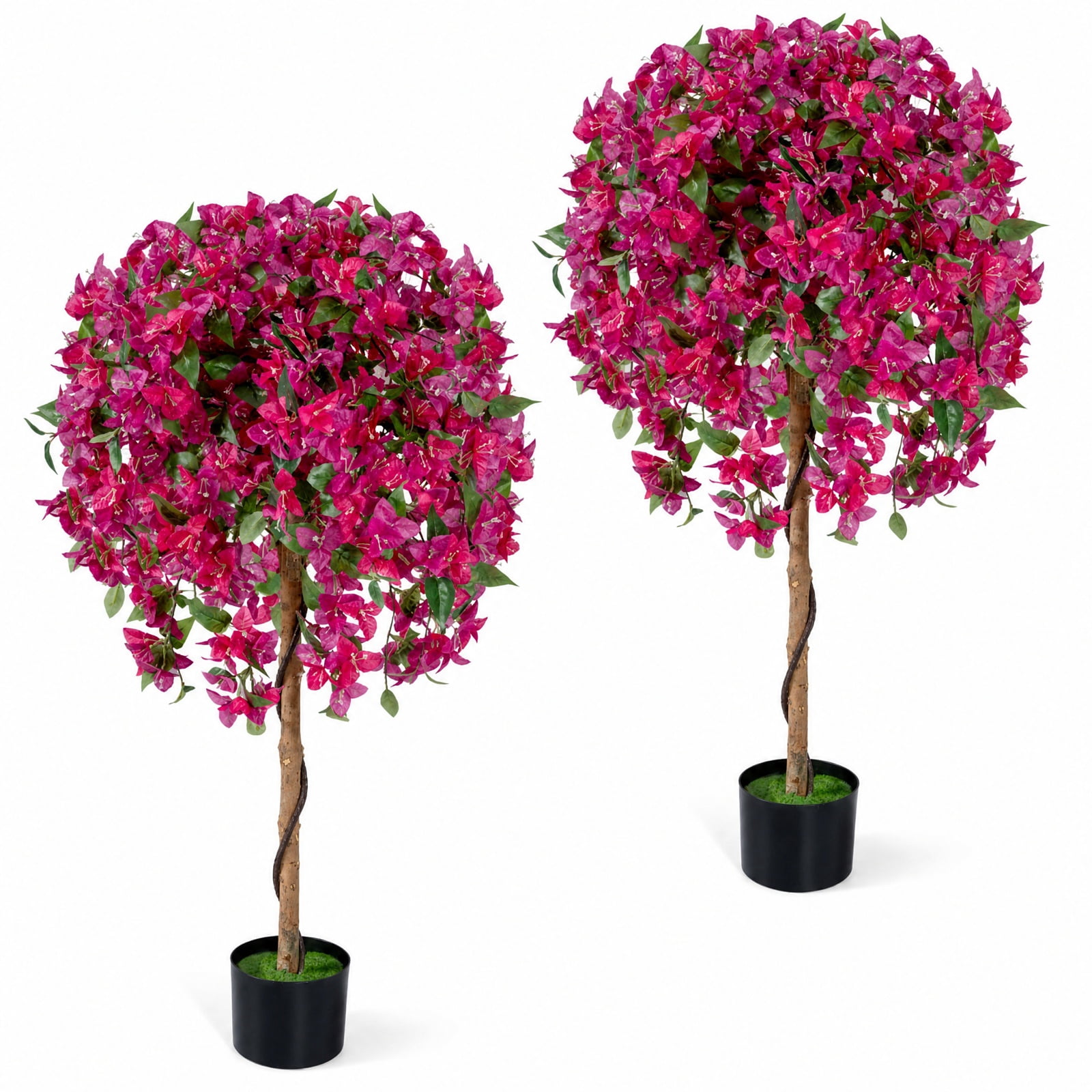 Vebreda Artificial Plant Decor, 2 Pack Artificial Azalea Trees Faux Floral Plants with Vivid Blooming Flowers, Charming Blooming Look