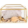 thumbnail image 1 of Small .‘‘ x .‘‘ x .‘‘ Glass Card Box with Slot & Lock for Wedding Reception Geometric Clear Envelops Box Suitable for x es Cards Gold (Slot Length cm) Handmade, 1 of 9