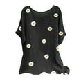 thumbnail image 1 of Prime Same Day Delivery Items Woman Vintage Cotton-Blend O-Neck Short Sleeve Floral Print Top T-Shirts Blouse, 1 of 5