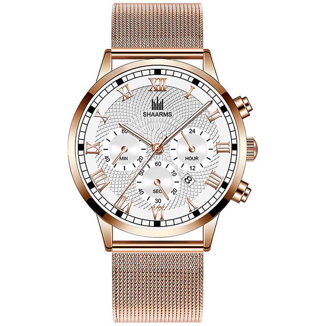 Men Business Watch Wrist Watch Unique Luxury Sport Alloy Mesh Band Round Dial Quartz WatchH