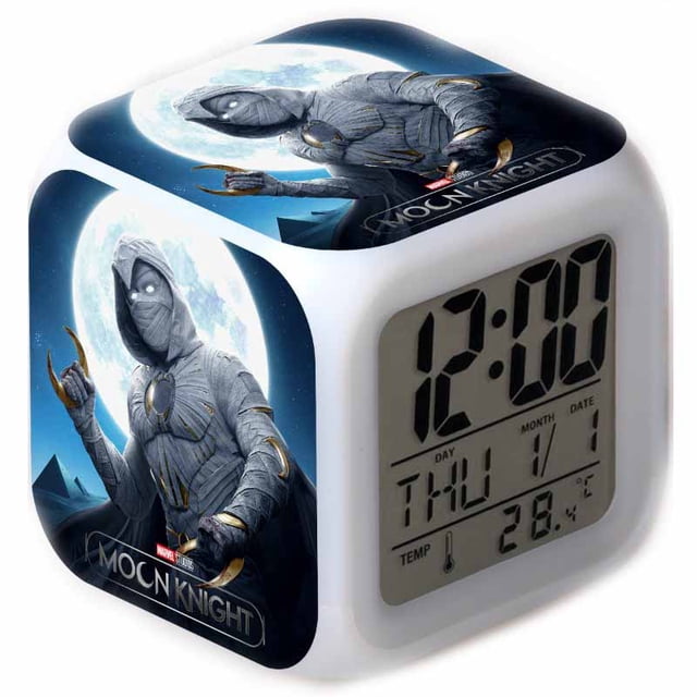 Reloj digital LED Moons Knights Square con función de despertador