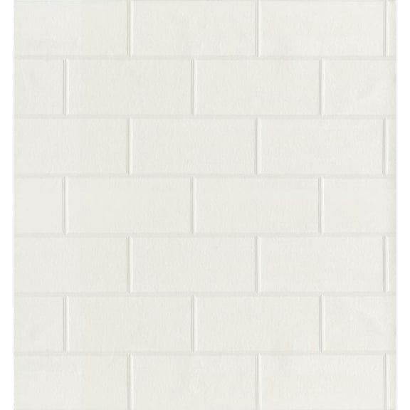 Brewster Bettina White Paintable Subway Tile Wallpaper