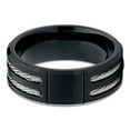thumbnail image 2 of 8mm Matte Black Titanium Ring Silver Rope Cable Design Titanium Ring Men Women Titanium Band Comfort Fit, 2 of 3